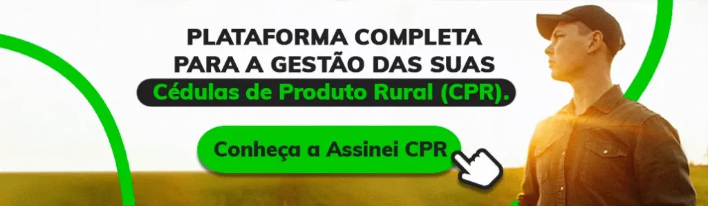 Banner Call to Action para a landing page de interesse na plataforma Assinei CPR. A imagem contém o seguinte texto: Ganhe eficiência na gestão das suas Cédulas de Produto Rural (CPR) / Conheça a Assinei CPR"