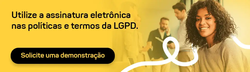 Banner CTA com redirecionamento para página de solicitação de demonstração da Assinei. 