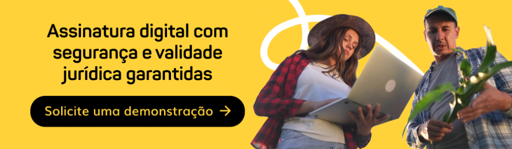 Banner CTA com redirecionamento para página de solicitação de demonstração da Assinei. Texto da imagem: Assinatura digital com segurança e validade jurídica garantidas. Solicite uma demonstração.