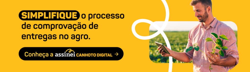 Banner CTA com redirecionamento para página de solicitação de demonstração da Assinei Canhoto Digital | Texto da imagem: Simplifique o processo de comprovação de entregas no agro. Conheça a Assinei Canhoto Digital.