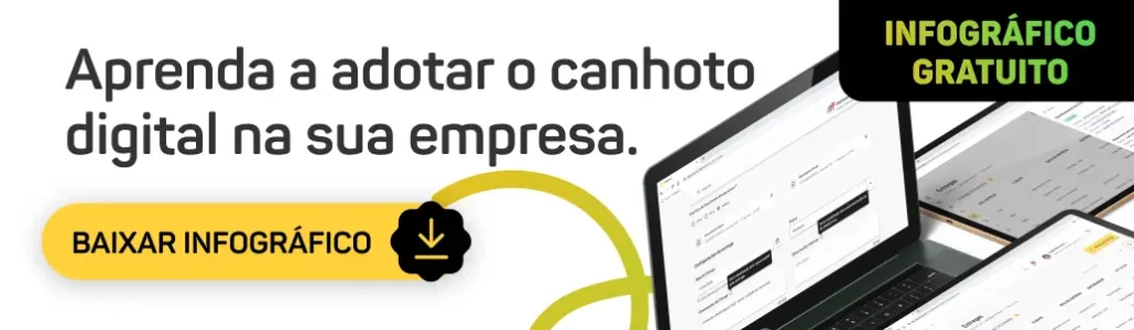 Banner CTA com redirecionamento para página de download do infográfico canhoto digital | Texto da imagem: Aprenda a adotar o canhoto digital na sua empresa. Baixar infográfico