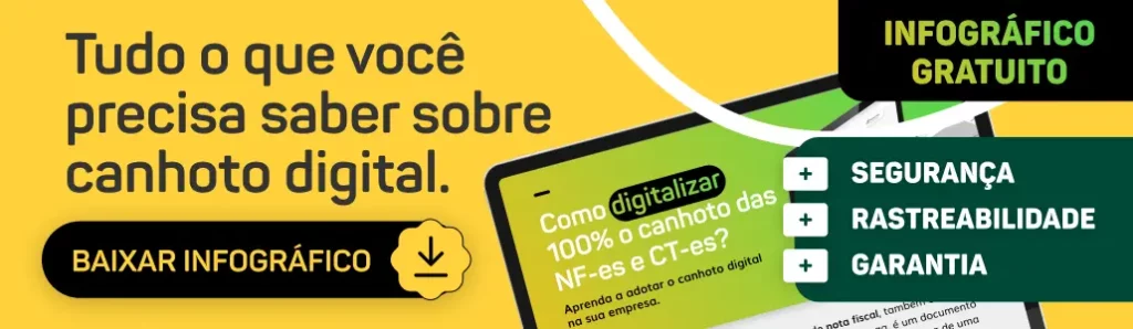 Banner CTA com redirecionamento para página de download do infográfico canhoto digital | Texto da imagem: Tudo o que você precisa saber sobre canhoto digital. Baixar infográfico