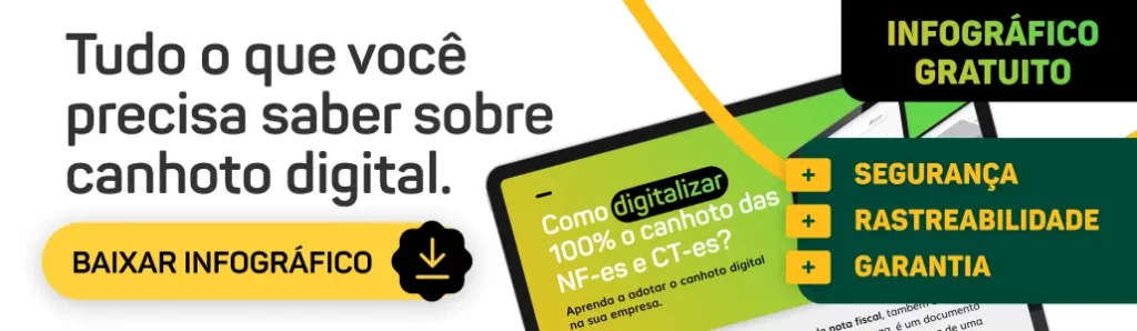 Banner CTA com redirecionamento para página de download do infográfico canhoto digital | Texto da imagem: Tudo o que você precisa saber sobre canhoto digital. Baixar infográfico